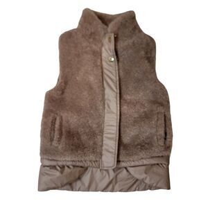 Imoga Vest Girls 6 Nutmeg Tan Felicia Faux Fur Front Zip Mock Neck  Cozy